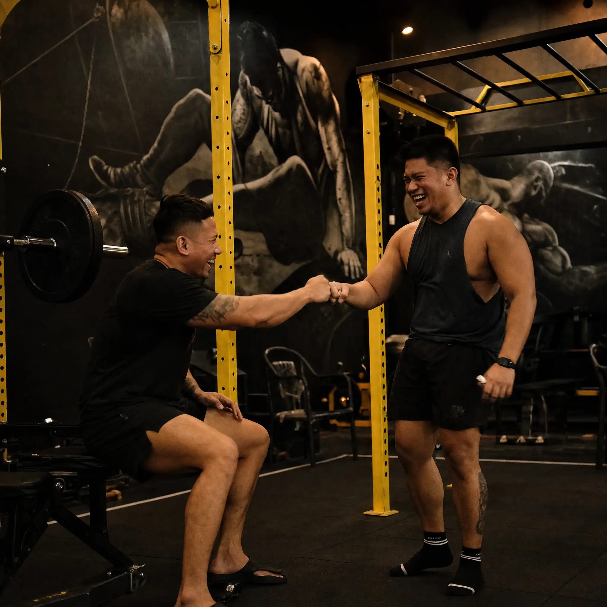 Members training together on the gym floor