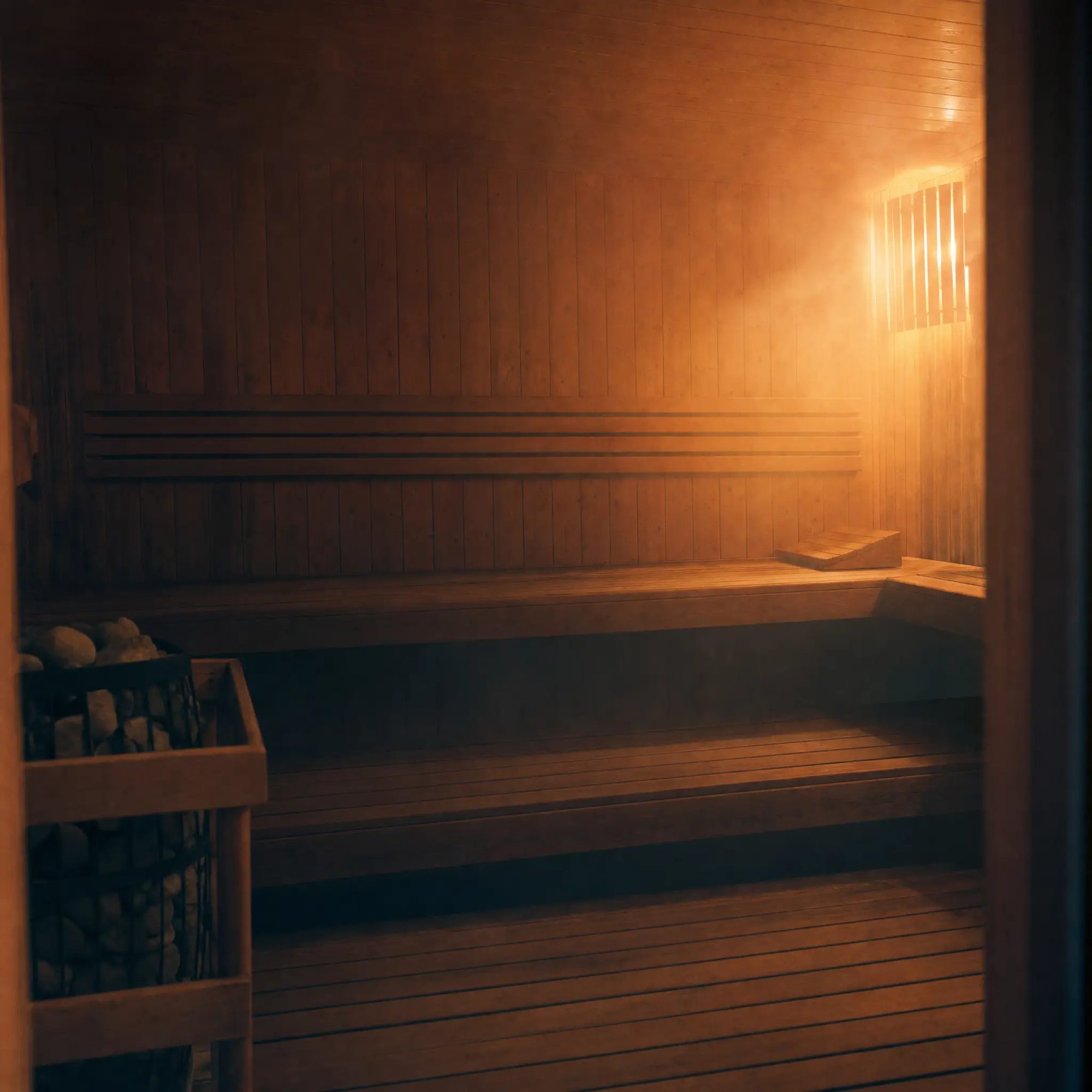 Inside the sauna